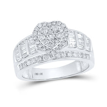  10k White Gold Round Diamond Heart Bridal Wedding Engagement Ring 1 Cttw