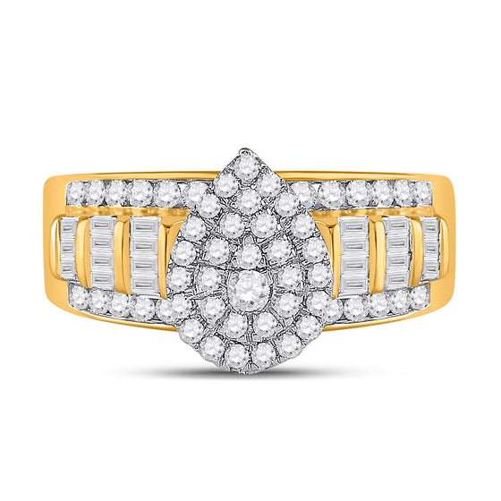 10k Yellow Gold Round Diamond Teardrop Bridal Wedding Engagement Ring 1 Cttw