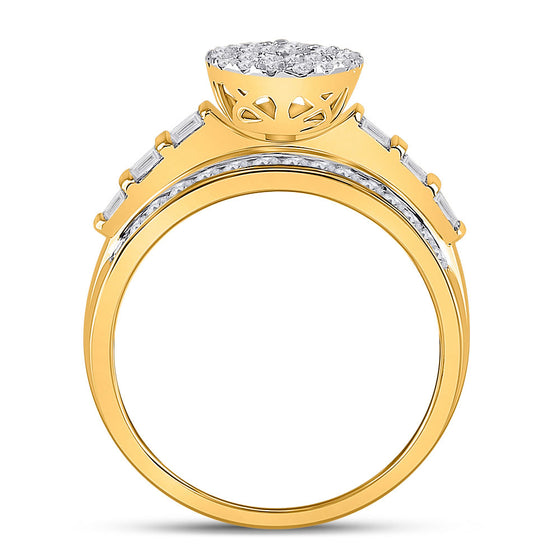 10k Yellow Gold Round Diamond Teardrop Bridal Wedding Engagement Ring 1 Cttw