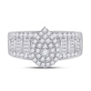 10k White Gold Baguette Diamond Cluster Bridal Wedding Engagement Ring 1 Cttw