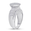 10k White Gold Baguette Diamond Cluster Bridal Wedding Engagement Ring 1 Cttw