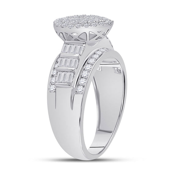 10k White Gold Baguette Diamond Cluster Bridal Wedding Engagement Ring 1 Cttw