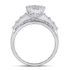 10k White Gold Baguette Diamond Cluster Bridal Wedding Engagement Ring 1 Cttw