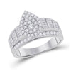 10k White Gold Baguette Diamond Cluster Bridal Wedding Engagement Ring 1 Cttw