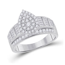  10k White Gold Baguette Diamond Cluster Bridal Wedding Engagement Ring 1 Cttw