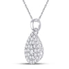 10k White Gold Womens Round Diamond Teardrop Pendant 1/2 Cttw