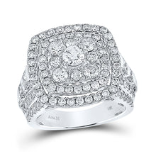  14k White Gold Round Diamond Cluster Bridal Wedding Engagement Ring 3-5/8 Cttw