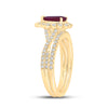 14k Yellow Gold Pear Ruby Solitaire Bridal Wedding Ring Band Set 1-7/8 Cttw