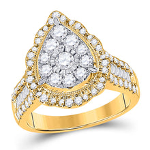  14k Yellow Gold Round Diamond Teardrop Bridal Wedding Engagement Ring 1-5/8 Cttw