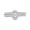 14k White Gold Oval Diamond Bridal Wedding Ring Band Set 3/4 Cttw