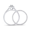 14k White Gold Oval Diamond Bridal Wedding Ring Band Set 3/4 Cttw