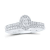 14k White Gold Oval Diamond Bridal Wedding Ring Band Set 3/4 Cttw