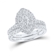  14k White Gold Marquise Diamond Bridal Wedding Ring Band Set 1-3/8 Cttw