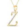 10k Yellow Gold Womens Round Diamond Initial Z Letter Pendant 1/12 Cttw