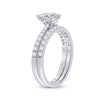 14k White Gold Pear Diamond Bridal Wedding Ring Band Set 1-1/4 Cttw