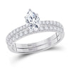 14k White Gold Pear Diamond Bridal Wedding Ring Band Set 1-1/4 Cttw