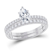  14k White Gold Pear Diamond Bridal Wedding Ring Band Set 1-1/4 Cttw