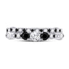 14k White Gold Round Diamond 3-Stone Bridal Wedding Ring Band Set 1 Cttw
