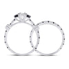 14k White Gold Round Diamond 3-Stone Bridal Wedding Ring Band Set 1 Cttw