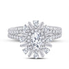 14k White Gold Oval Diamond Bridal Wedding Ring Band Set 1 Cttw
