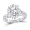 14k White Gold Oval Diamond Bridal Wedding Ring Band Set 1 Cttw