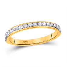  14k Yellow Gold Womens Round Diamond Wedding Single Row Band 1/4 Cttw