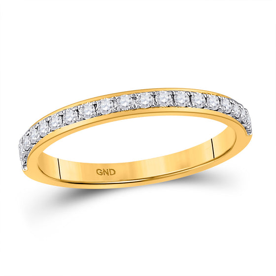 14k Yellow Gold Womens Round Diamond Wedding Single Row Band 1/4 Cttw