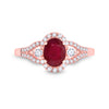 14k Rose Gold Womens Oval Ruby Solitaire Diamond Ring 1-5/8 Cttw