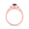 14k Rose Gold Womens Oval Ruby Solitaire Diamond Ring 1-5/8 Cttw