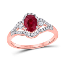  14k Rose Gold Womens Oval Ruby Solitaire Diamond Ring 1-5/8 Cttw