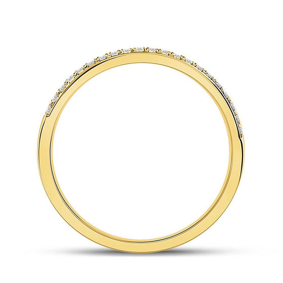 14k Yellow Gold Womens Round Diamond Wedding Band 1/6 Cttw
