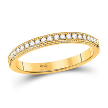  14k Yellow Gold Womens Round Diamond Wedding Single Row Band 1/6 Cttw