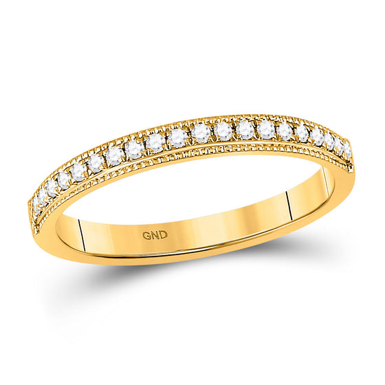14k Yellow Gold Womens Round Diamond Wedding Single Row Band 1/6 Cttw