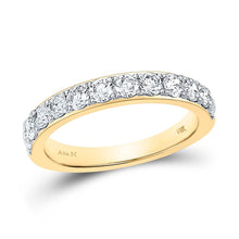  14k Yellow Gold Womens Round Diamond Wedding Single Row Band 1 Cttw