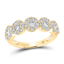  14k Yellow Gold Womens Round Diamond Circle 5-stone Ring 1 Cttw