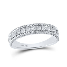  14k White Gold Womens Round Diamond Rope Band Ring 1/2 Cttw