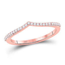  10k Rose Gold Womens Round Diamond Chevron Stackable Band Ring 1/6 Cttw
