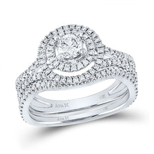  14k White Gold Round Diamond Bridal Wedding Ring Band Set 1 Cttw