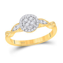  14k Yellow Gold Womens Round Diamond Halo Circle Cluster Ring 1/3 Cttw