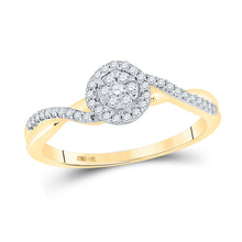  14k Yellow Gold Womens Round Diamond Twist Cluster Ring 1/5 Cttw