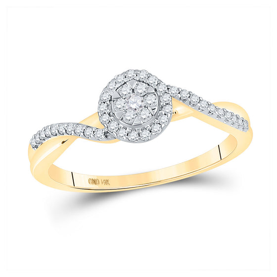 14k Yellow Gold Womens Round Diamond Twist Cluster Ring 1/5 Cttw