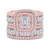 14k Rose Gold Baguette Diamond Square Bridal Wedding Ring Band Set 3-1/2 Cttw
