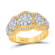  14k Yellow Gold Womens Round Diamond 5-Stone Anniversary Band Ring 1-1/2 Cttw