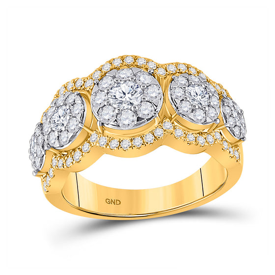 14k Yellow Gold Womens Round Diamond 5-Stone Anniversary Band Ring 1-1/2 Cttw