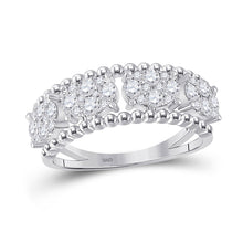  14k White Gold Womens Round Diamond Oval Cluster Band Ring 3/4 Cttw