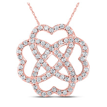  10k Rose Gold Womens Round Diamond Heart Pendant 1/4 Cttw