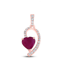  10k Rose Gold Womens Heart Ruby Diamond Fashion Pendant 5/8 Cttw