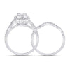 14k White Gold Baguette Diamond Bridal Wedding Ring Band Set 1 Cttw