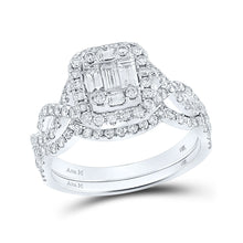  14k White Gold Baguette Diamond Bridal Wedding Ring Band Set 1 Cttw