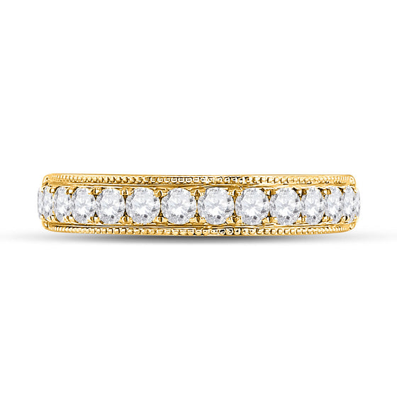 14k Yellow Gold Womens Round Diamond Wedding Single Row Band 3/4 Cttw